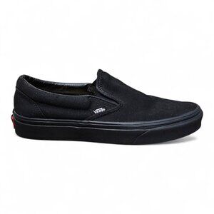 Vans Classic Slip-On True Black Gum Canvas Black Skater Sneakers Shoe
